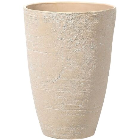 Maceta de mezcla de piedra beige arena 43 cm interior exterior Camia (1/5)