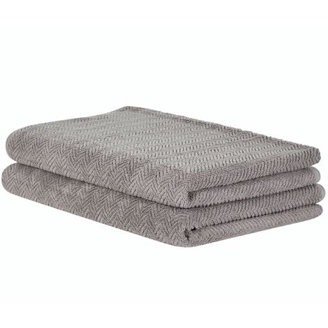 Conjunto de 2 toallas de algodón gris patrón chevron textura suave baño  Mitiaro