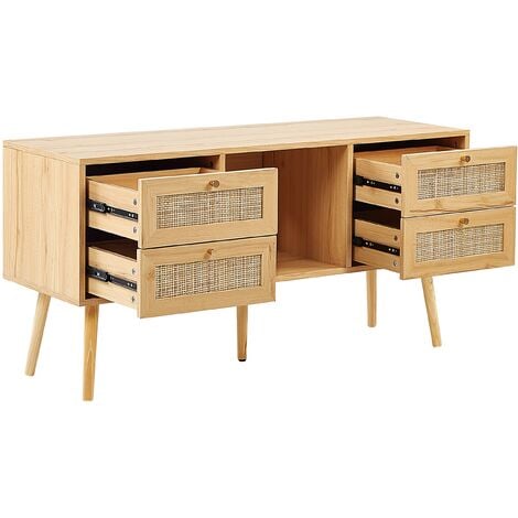 Gerald Wood Mueble TV compartimento cajón 120 x 40 cm blanco madera