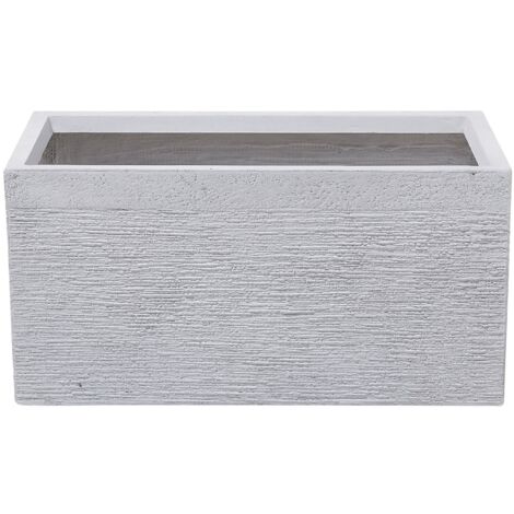 Maceta de fibras de arcilla blanca 60 x 29 x 30 cm para interior y exterior rectangular Myra (1/5)