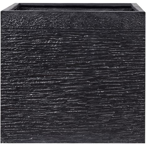 Maceta negra sólida de fibra de arcilla cuadrada 50 x 50 x 46 cm resistentes a los rayos UV Paros (1/5)