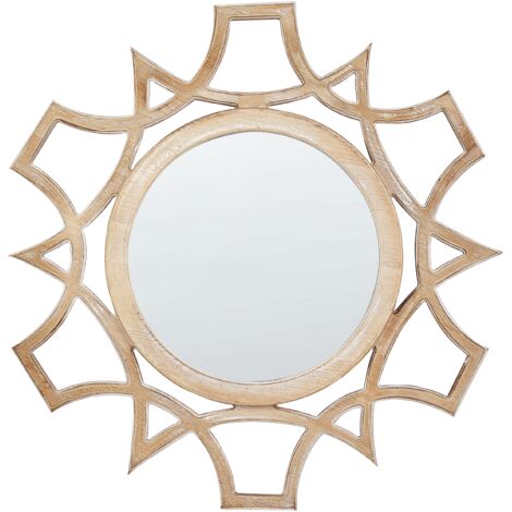 Espejo decorativo redondo moderno ø 60 cm hecho a mano madera de abeto claro Zapopan