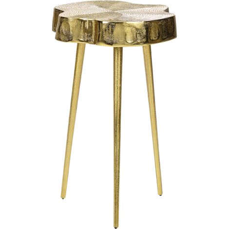 Mesa auxiliar de metal dorado 30 cm efecto madera brillante sala de estar Taupo (1/5)