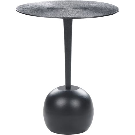 Mesa auxiliar de metal negro 40 cm tablero tallado sala de estar recibidor Eucla (1/5)