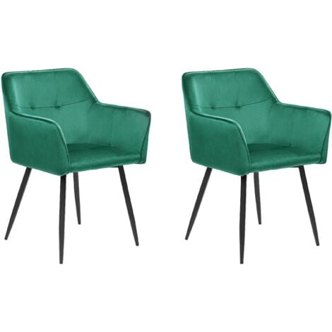 Conjunto de 2 sillas de comedor de terciopelo verde menta/negro JASMIN 