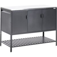 Armario de cocina exterior de acero 3 puertas encimera de acero inoxidable jardín negro Maenza