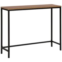 Consola con tablero de madera oscura patas negras 100 x 30 cm pasillo de sala de estar de estilo industrial Tulia