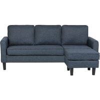Sofá tapizado 3 plazas gris oscuro con reposapiés estilo moderno