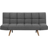 Sofá cama tapizado en tela gris oscuro 3 plazas respaldo reclinable cuadrado acolchado Ingaro