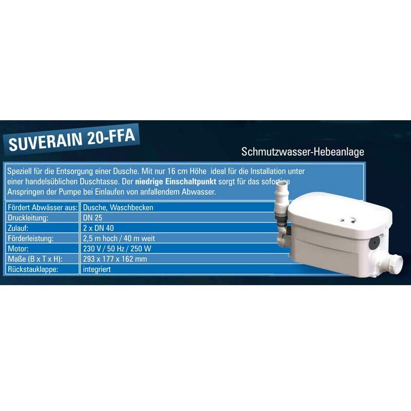 SFA Lomac Suverain 30 FFA-A Bad Waschbecken Hebeanlage Schmutzwasser  Abwasser