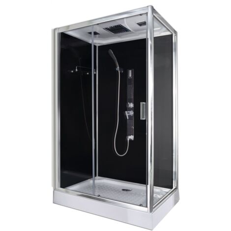 Sanotechnik Komplettduschkabine TREND 3 Glaspaneel schwarz 80cm x 120cm x 215cm (1/5)