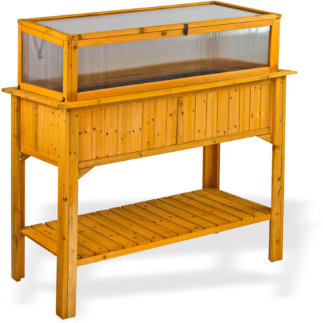Holz Hochbeet Lucca mit Ablage und Frühbeet-Aufsatz Garten-Beet aus Nadelholz