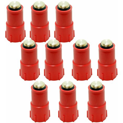 10x Baustopfen 1/2" Zoll rot Messinggewinde Abdrückstopfen