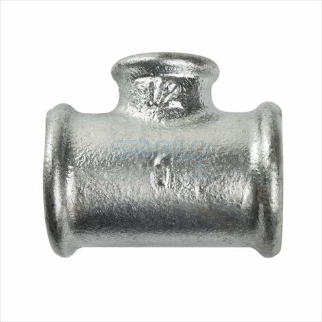 Temperguss T-Stück 1 1/2 x 1/2" Abzweig Reduzierung Fitting verzinkt