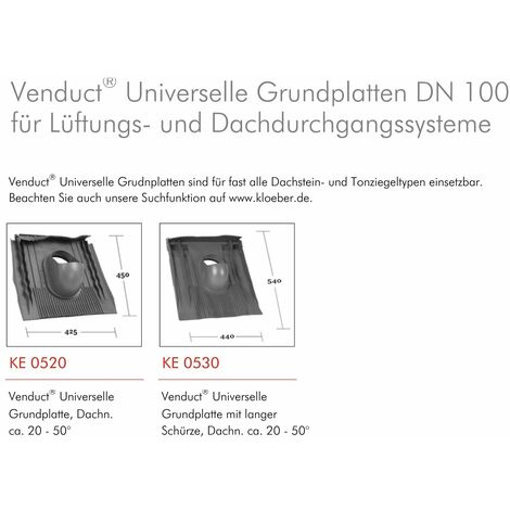 Klöber Dachentlüftung DN100 Anthrazit Grau Universalplatte Dachdurchführung 