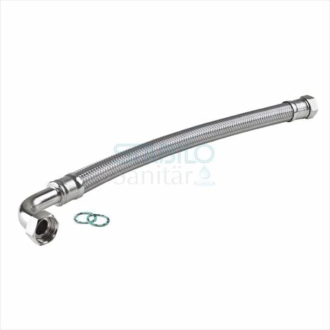 Edelstahl Panzerschlauch 1/2" Zoll Bogen Winkel 80cm 800mm DN13