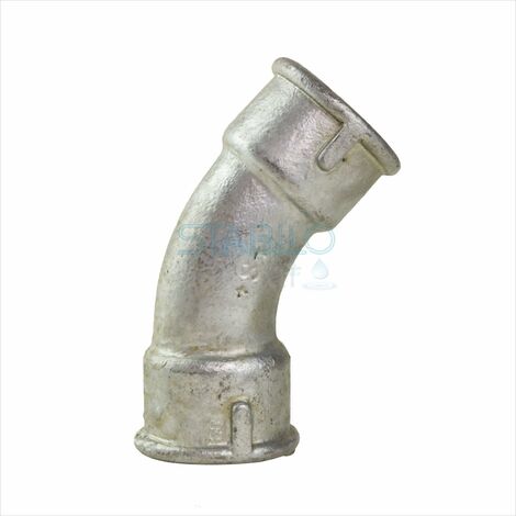 Temperguss Fitting Rohr Bogen lang 1" Zoll 45° Winkel DN25
