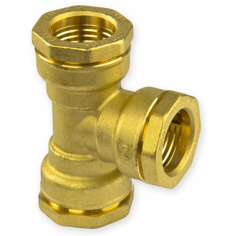 Caleffi Messing Verschraubung T-Stück 40mm Abzweig Klemmverbinder PE Rohr (1/5)