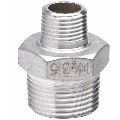Edelstahl Fitting Reduziernippel 1" x 1/2" Zoll Übergangsnippel