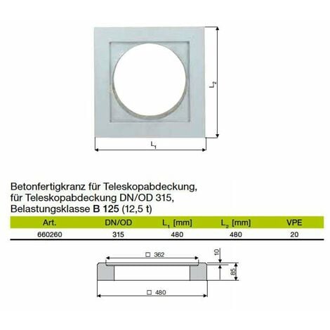 Betonkranz Betonring für Teleskopabdeckung DN315 Abwasserschacht