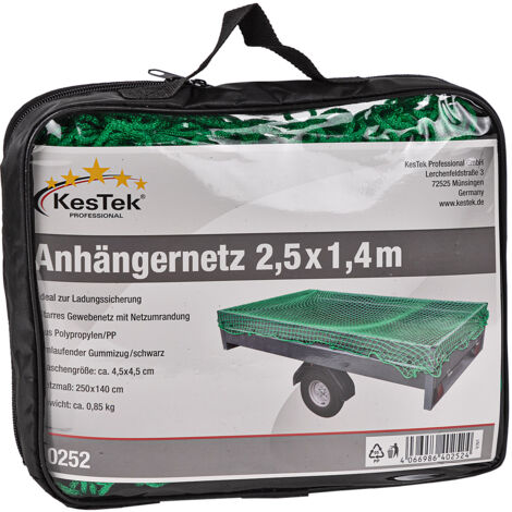 Kestek Anhängernetz Gepäcknetz Abdecknetz 1,4 x 2,5 m grün zur Ladungssicherung (1/3)
