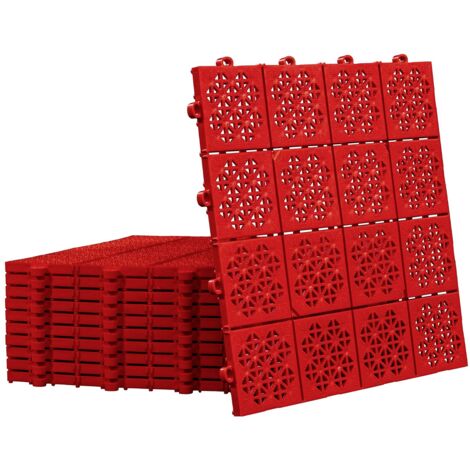 11x Bodenfliese 1 m², Terrassenfliese Werkstattboden Rot