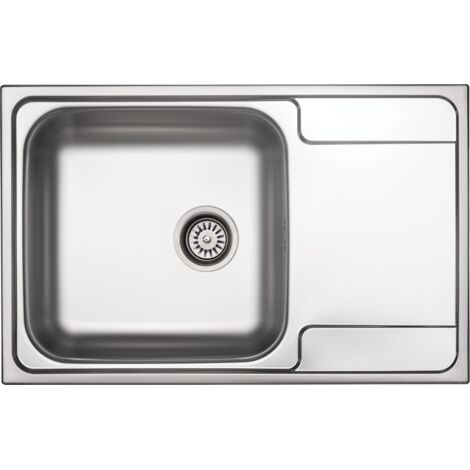 Einbauspülbecken Chrom eckig 79 cm Edelstahl mit Abtropffläche "Soul"