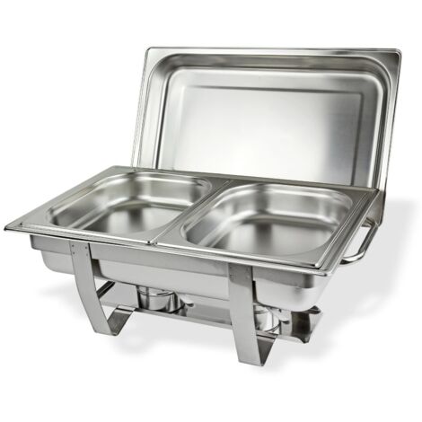 Speisenwärmer 2 Schalen Speisewärmer Warmhaltebehälter Chafing Dish Edelstahl (1/5)