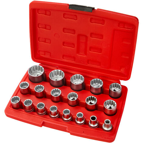 Stecknuss Set 19tlg 1/2 Zoll Vielzahn 12-Kant Ratschen Nüsse Aufsteckschlüssel (1/4)