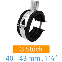 3 x Gelenkrohrschelle Ø 40 - 43 mm 1 1/4 Zoll