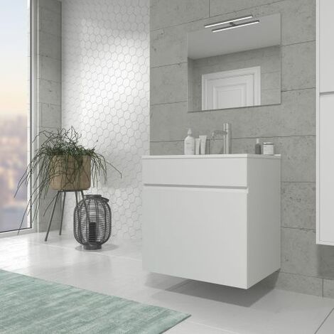 Mueble de baño con Lavabo incluido de Ceramica 2 puertas y 1 cajon - Mueble  Montado - Ancho