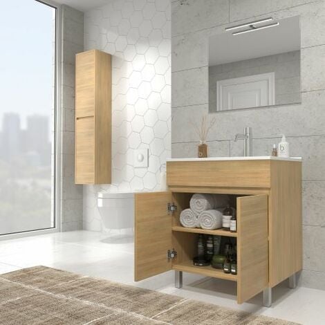 Mueble de baño con Lavabo incluido de Cerámica 2 puertas - Mueble Montado -  Ancho 60 cms - Hera 