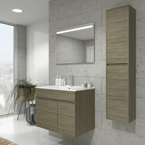 Mueble de baño con Lavabo incluido de Ceramica 2 puertas y 1 cajon - Mueble  Montado - Ancho