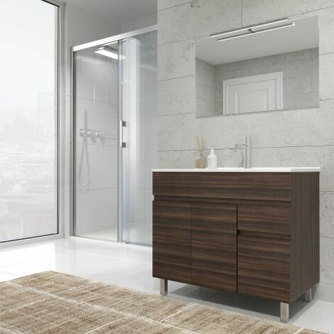Mueble de baño con Lavabo incluido de Cerámica 2 puertas - Mueble Montado -  Ancho 60 cms - Hera 
