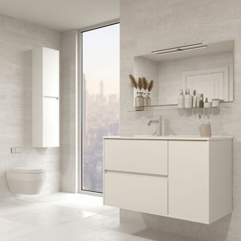 AIR Mueble de baño de 80 cm de ancho con 2 cajones y espejo. Lavabo no  incluido.