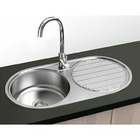 Fregadero de Acero inoxidable 1 SENO/CUBETA + ESCURRIDERA REDONDA - Semidueto (Exterior 44x84 cm) - Seno-Escurridera. Modelo FG09