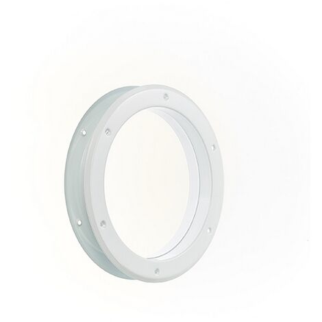 Mottez – Hublot de porte métal rond blanc Ø26cm – Vitre trempée 4mm – Épaisseur de porte 40mm – Pour portes modernes