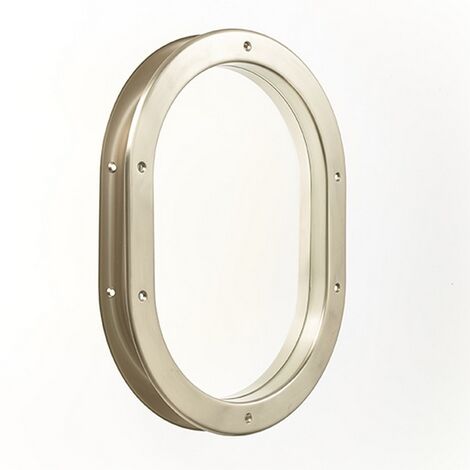 Mottez – Hublot de porte métal oblong nickelé mat 31x41cm – Verre trempé pour sécurité – Épaisseur 40mm pour portes – Installation simple (1/2)