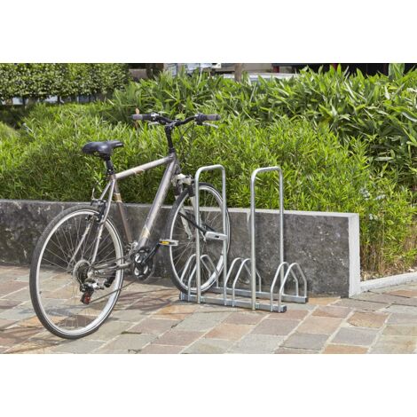 Mottez – Râtelier 3 vélos avec 2 arceaux antivol – Dimensions 72 x 33 x HT 83 cm – Entraxe 31 cm – Passage de roues 35 à 55mm (1/3)