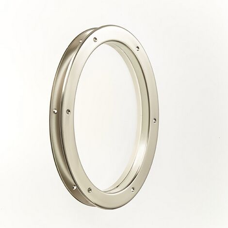 Mottez – Hublot de porte en métal ovale nickelé mat 28x38cm – Vitre en verre trempé 4mm – Pour portes jusqu'à 40mm d'épaisseur