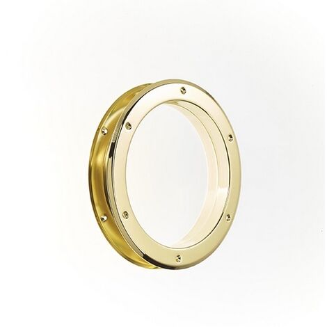 Mottez – Hublot de porte métal rond doré Ø26cm – Vitre trempée 4mm – Épaisseur de porte 40mm – Design élégant pour portes modernes