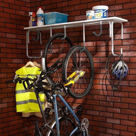 Mottez – Range 5 vélos mural – Rangement mural en acier – Crochets gainés pour protection – Dimensions 130 x 36 x HT 65 cm