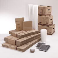 Mottez – Kit déménagement 10 cartons 36L + 15 cartons 54L + 5 cartons 72L – Housse matelas 2 personnes – Film bulle 10m x 1m – Adhésif havane 100m