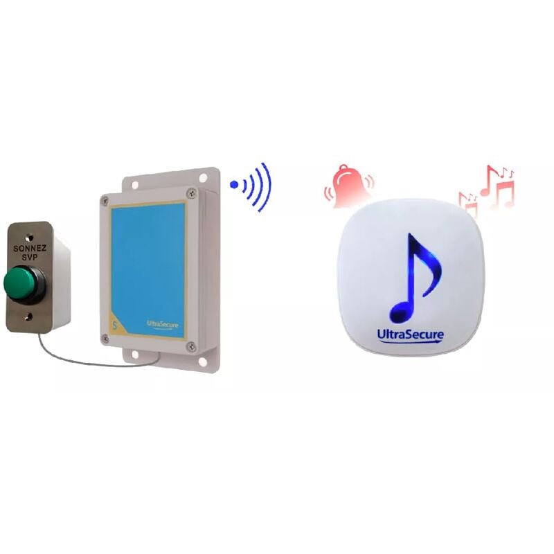Kit d'appel / sonnette sans fil 800 mètres - Bouton autonome IP56 & carillon  réglable (PROTECT 800)