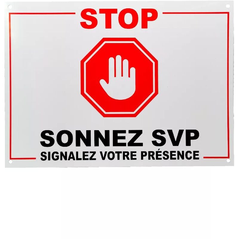 Panneau extérieur 'STOP - SONNEZ SVP - Signalez votre présence