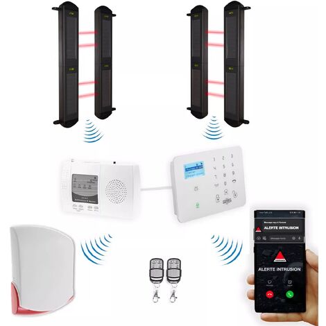 Kit "protection agricole" - 2 jeux de barrières 2B portée 900m + alerte GSM appel/SMS + sirène 120 dB (gamme DA600+/KP) (1/5)