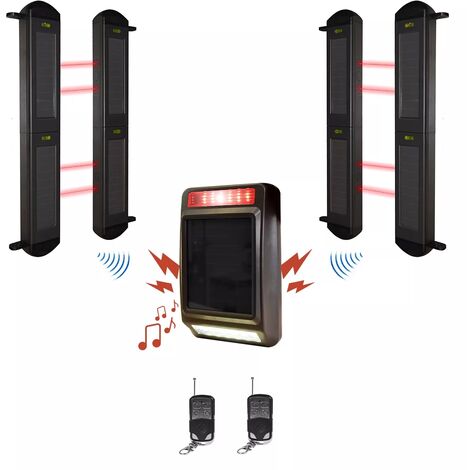 Kit barrières infrarouges solaires sans fil longue distance 900m (2 jeux de 2B) – Alarme extérieure solaire (DA600+) (1/5)