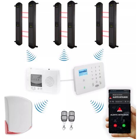 Kit "protection agricole" - 3 jeux de barrières 2B portée 900m + alerte GSM appel/SMS + sirène 120 dB (gamme DA600+/KP) (1/5)