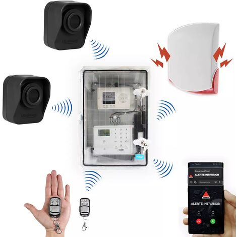 Kit "protection agricole" - Point d'alerte GSM 4G IP65 + 2 détecteurs de mouvement sur piles + sirène 120 dB (DA600+/KP) (1/5)