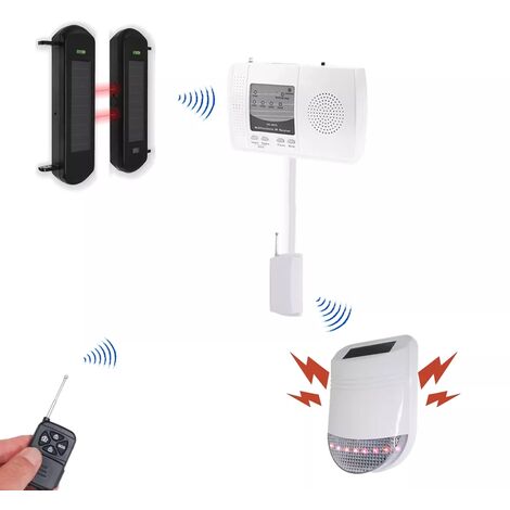 Kit barrières infrarouges solaires sans fil longue distance 900m (1B) – Alarme extérieure solaire + carillon (DA600+)